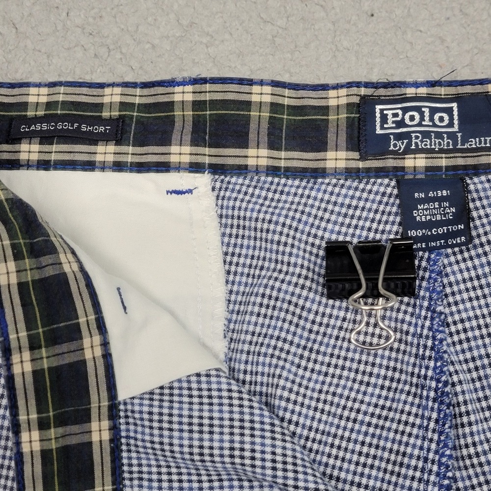Polo Ralph Lauren Shorts Mens 36 (Fits 34) Classic Golf Blue Houndstooth Crest - Picture 5 of 11
